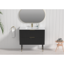 Line R-Corner Matte Black  All Drawers Vanity Cabinet Only